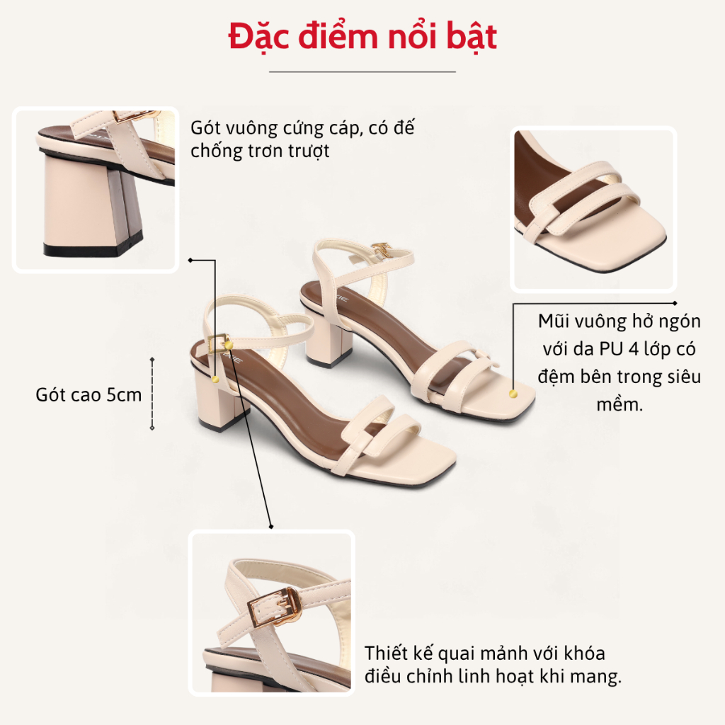 Giày Sandal Nữ Cao Gót 5cm Quai Mảnh Thờ Trang Pixie X891