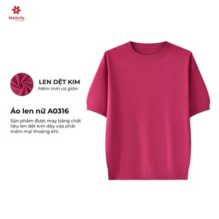 Áo len nữ cổ tròn cộc tay, áo len mongtoghi nữ len dệt kim mềm mịn co giãn MELINFA VAA0316