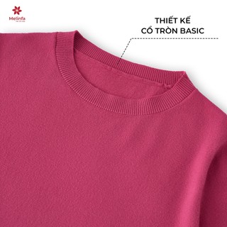 Áo len nữ cổ tròn cộc tay, áo len mongtoghi nữ len dệt kim mềm mịn co giãn MELINFA VAA0316