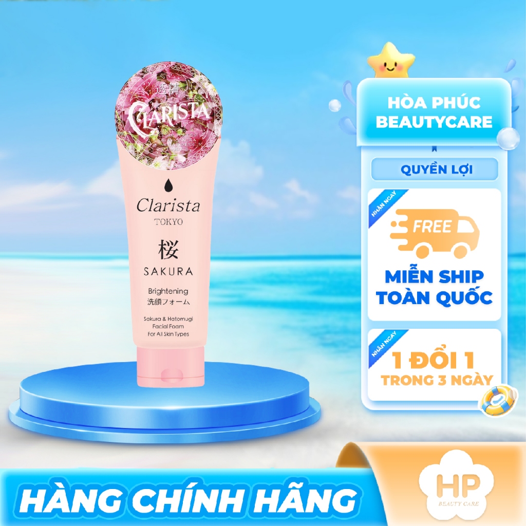 Sữa Rửa Mặt Tạo Bọt Clarista Tokyo Sakura & Hatomugi Facial Foam (130g)