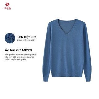 Áo len nữ cổ tim dài tay, áo len Hàn Quốc chất len dệt kim mặc mùa thu đông mã MELINFA VAA0228