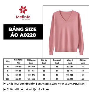 Áo len nữ cổ tim dài tay, áo len Hàn Quốc chất len dệt kim mặc mùa thu đông mã MELINFA VAA0228