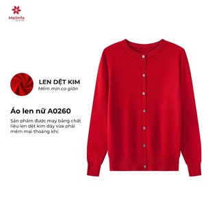 Áo len nữ cổ tròn dài tay, áo len cardigan nữ Hàn Quốc chất len mềm mịn co giãn MELINFA VAA0260