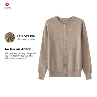 Áo len nữ cổ tròn dài tay, áo len cardigan nữ Hàn Quốc chất len mềm mịn co giãn MELINFA VAA0260