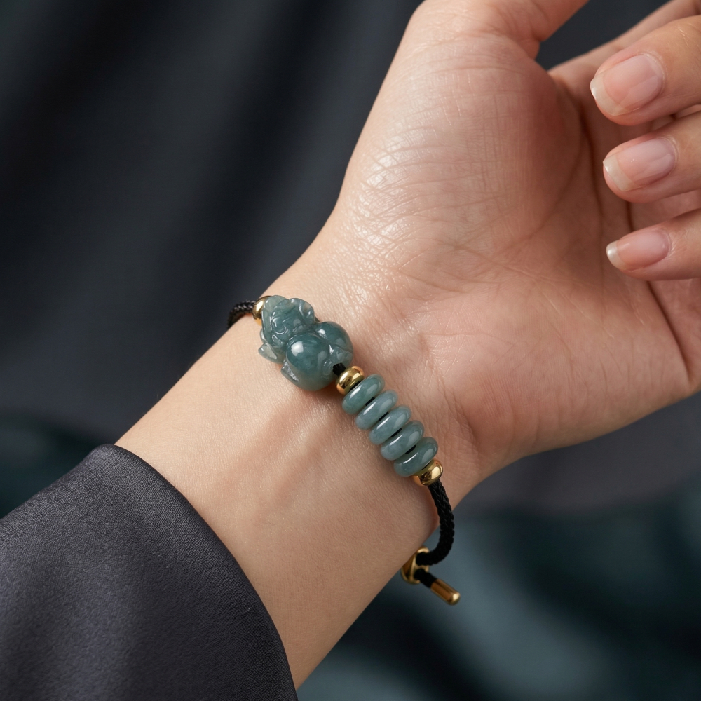 Vòng tay đá hai charm Lam Ngọc, dây đeo Lộc Tụ Các Thiết kế thanh lịch nổi bật, quà tặng may mắn