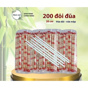 Combo 200 đôi - Đũa tre dùng 1 lần cao cấp - Đũa dài, mập - công ty - sản xuất đũa tre