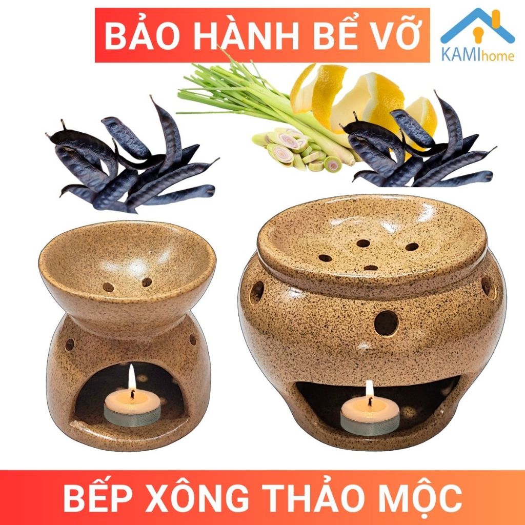 Bếp gốm đốt nến xông bồ kết thảo mộc (Mua riêng) đèn xông tinh dầu thơm phòng đuổi muỗi mã 25015