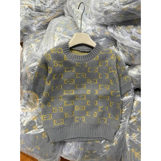 LT - Áo len nữ dệt kim cộc tay cổ tròn xám chữ vàng đầy đủ free size 1580