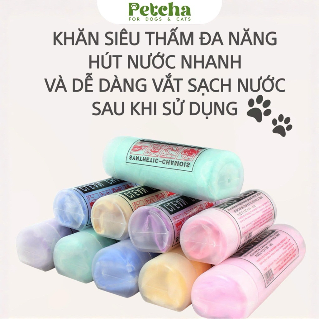 Khăn tắm chó mèo siêu thấm hút | PETCHA -  Khăn lau khô thú cưng nhanh, mềm mịn, không xơ, dùng sau khi tắm