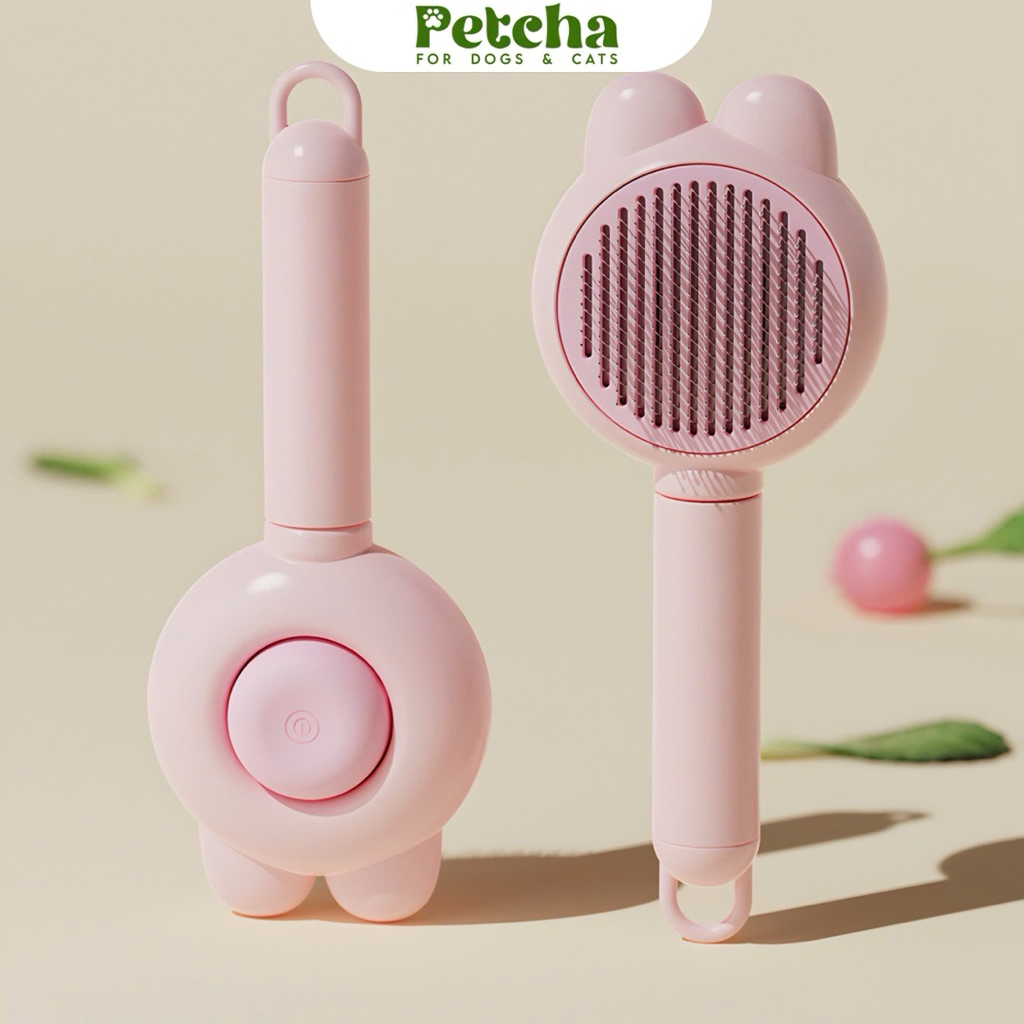Lược Chải Lông Chó Mèo Tai Thỏ Nút Bấm | PETCHA – Lược Chải Lông Thú Cưng Tự Đẩy Lông, Gỡ Rối Lông Rụng