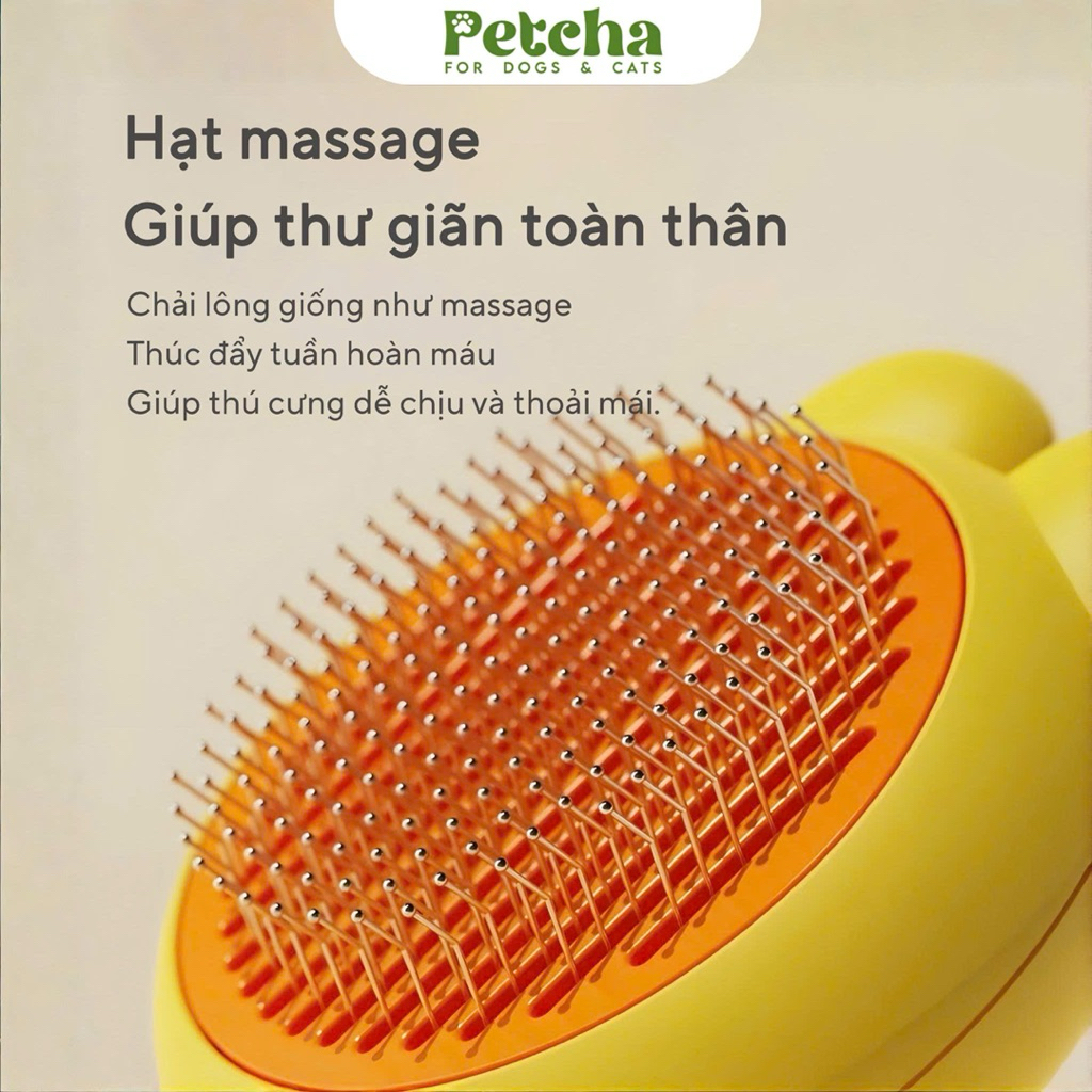 Lược Chải Lông Chó Mèo Tai Thỏ Nút Bấm | PETCHA – Lược Chải Lông Thú Cưng Tự Đẩy Lông, Gỡ Rối Lông Rụng