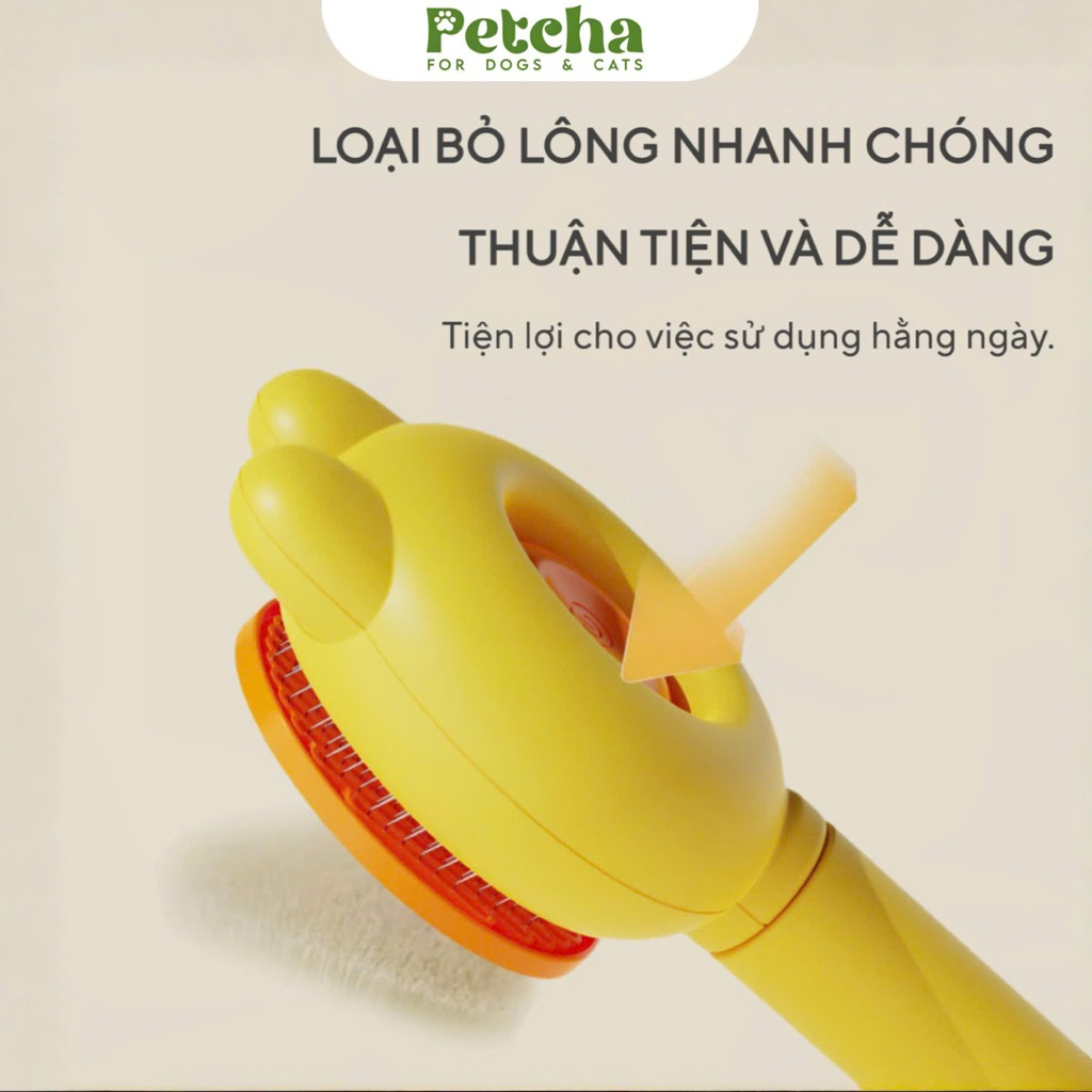 Lược Chải Lông Chó Mèo Tai Thỏ Nút Bấm | PETCHA – Lược Chải Lông Thú Cưng Tự Đẩy Lông, Gỡ Rối Lông Rụng
