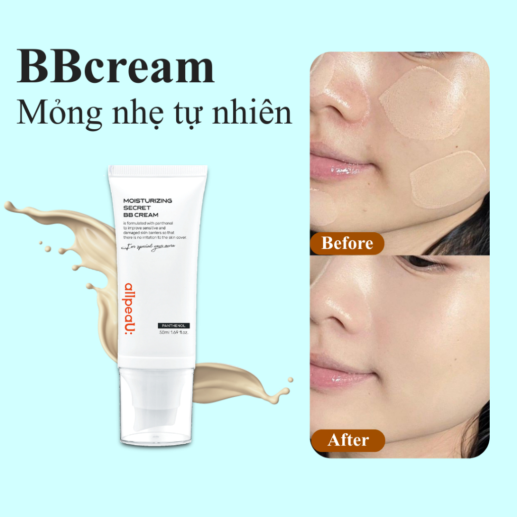 BB Cream Hàn Quốc |50ml| Mỏng Nhẹ & Tự Nhiên | Không Bí Da | Không Khô Mốc | Dưỡng Ẩm|allpeaU: