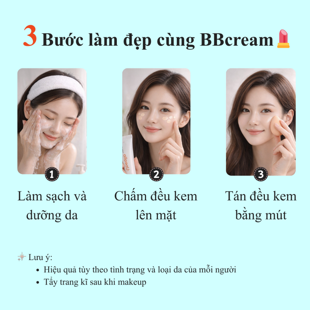 BB Cream Hàn Quốc |50ml| Mỏng Nhẹ & Tự Nhiên | Không Bí Da | Không Khô Mốc | Dưỡng Ẩm|allpeaU: