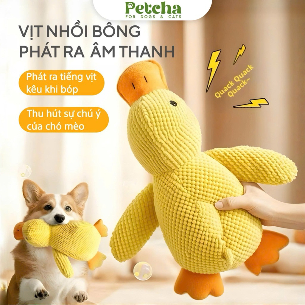 Vịt Bông Vàng | PETCHA – Đồ Chơi Thú Cưng Cho Chó Mèo Giải Trí, Gặm Cắn Giảm Stress