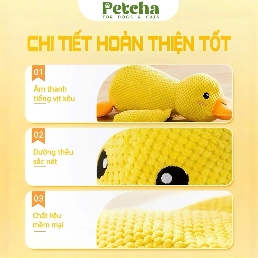 Vịt Bông Vàng | PETCHA – Đồ Chơi Thú Cưng Cho Chó Mèo Giải Trí, Gặm Cắn Giảm Stress