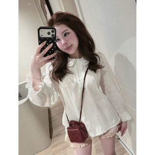 •𝙆𝙞𝙣𝙜𝙨𝙝𝙤𝙥𝙗𝙚𝙖𝙪𝙩𝙮•Áo Sơ Mi Bèo Mix Chân Váy Tầng QC