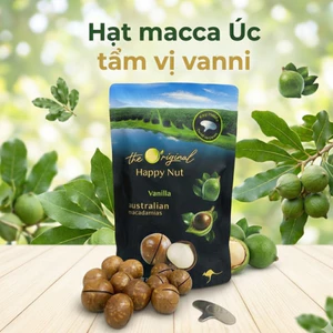 Hạt Macca Úc Vị Vanilla Happy Nut (Túi 225g) - Giòn Tan, Béo Ngậy, Kèm Chìa Khóa Tách Vỏ Chính Hãng