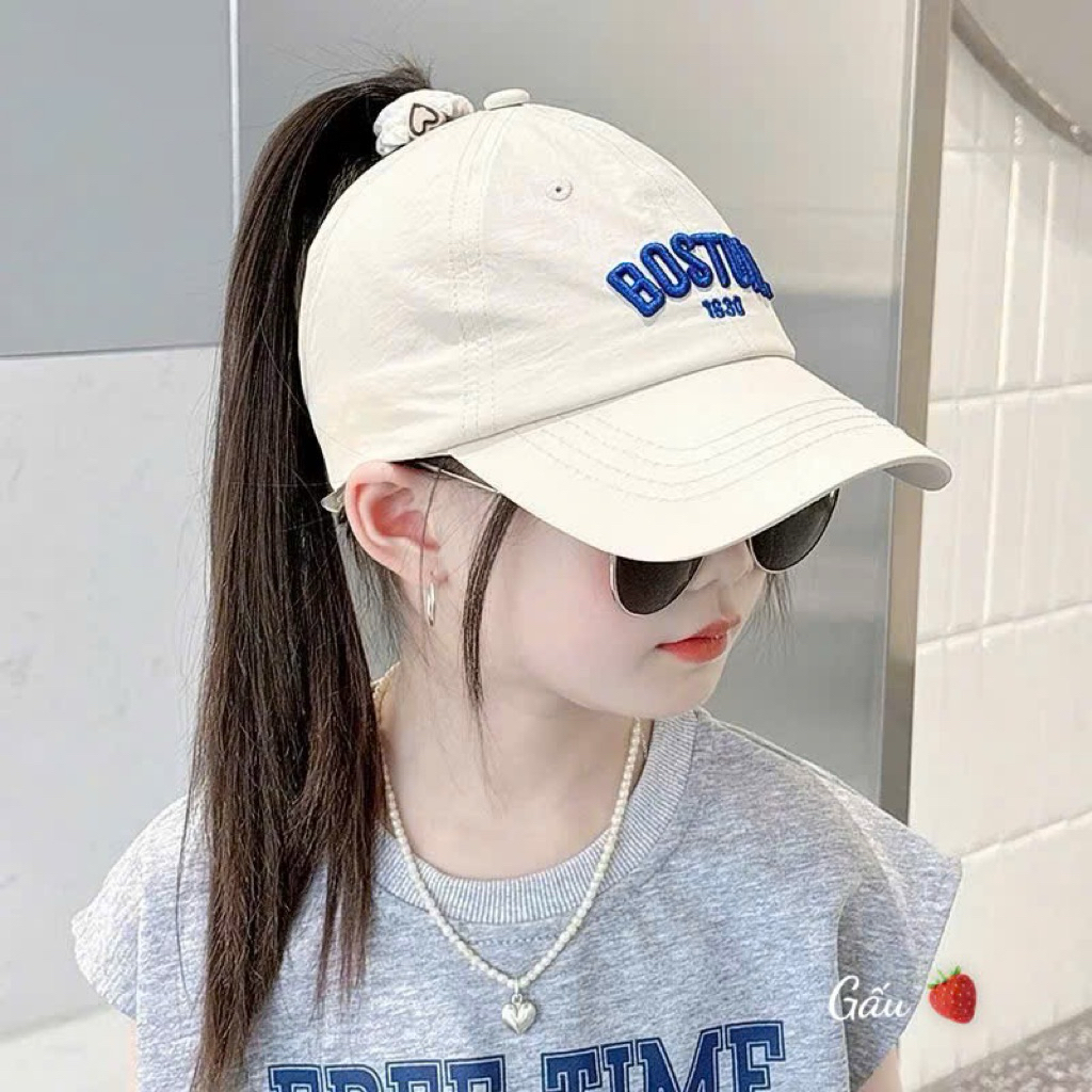 Mũ thêu nửa đầu cho bé 2-8y
