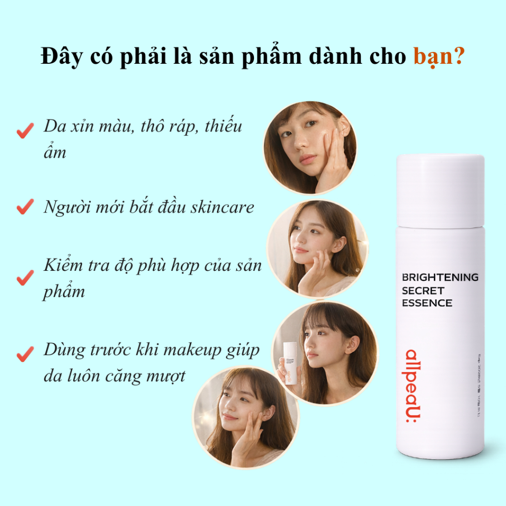 Tinh Chất Dưỡng Ẩm allpeaU: 10ml Hàn Quốc – Cấp Ẩm Tức Thì, Da Mịn Sáng, Không Kích Ứng