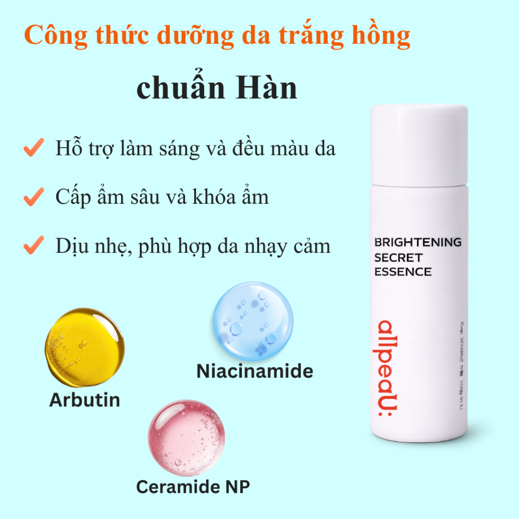 Tinh Chất Dưỡng Ẩm allpeaU: 10ml Hàn Quốc – Cấp Ẩm Tức Thì, Da Mịn Sáng, Không Kích Ứng