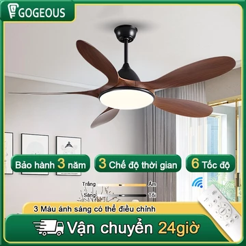 Quạt trần đèn GOGEOUS sải cánh 143cm mẫu A137 cánh ABS quạt trần 5 cánh cho phòng khách phòng ngủ