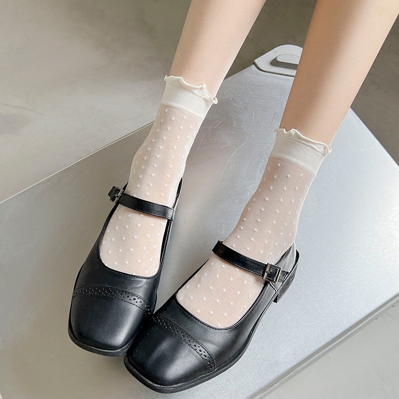 Tất Nữ Ren Mỏng Cao Cổ Phong Cách Hàn Quốc – Vớ Lưới Mềm Mại Thoáng Khí, Tất Nữ Dễ Thương Phối Váy Giày Búp Bê