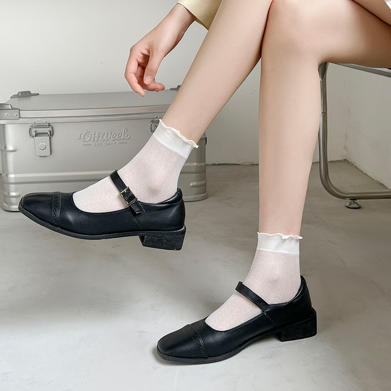 Tất Nữ Ren Mỏng Cao Cổ Phong Cách Hàn Quốc – Vớ Lưới Mềm Mại Thoáng Khí, Tất Nữ Dễ Thương Phối Váy Giày Búp Bê