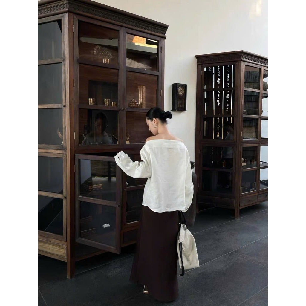 Áo linen cổ thuyền trễ vai Onni st