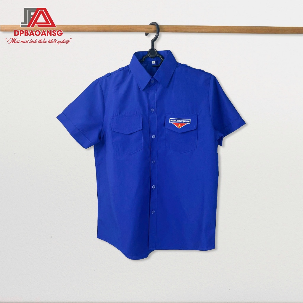 Áo Sơ Mi Đoàn Thanh Niên Việt Nam Ngắn - Dài Tay Nam Nữ Vải Kate Silk Mềm Mát - Thêu Logo
