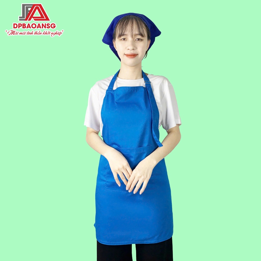 Tạp Dề Nhà Bếp Vải Kaki Trơn Dáng Dài – Đồng Phục Bếp, Phục Vụ Quán Ăn, Nhà Hàng