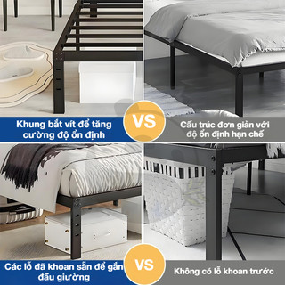 Panda Giường sắt Lắp ráp giường sắt chịu lực 1m/1m2/1m5/1m8 Nhiều kích cỡ Làm dày và gia cố