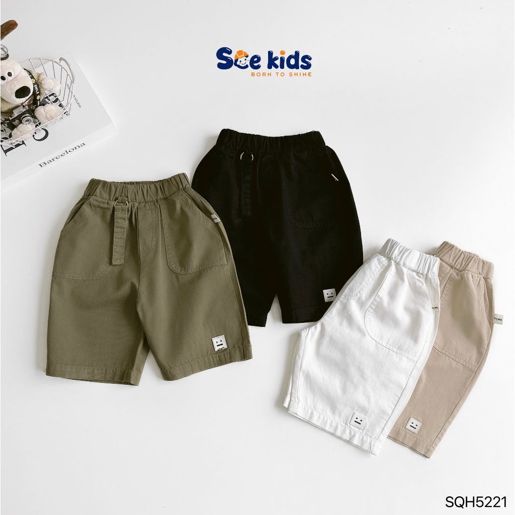 Quần kaki ngố qua gối cho bé trai, quần kaki mềm baisc dễ  mặc cho bé