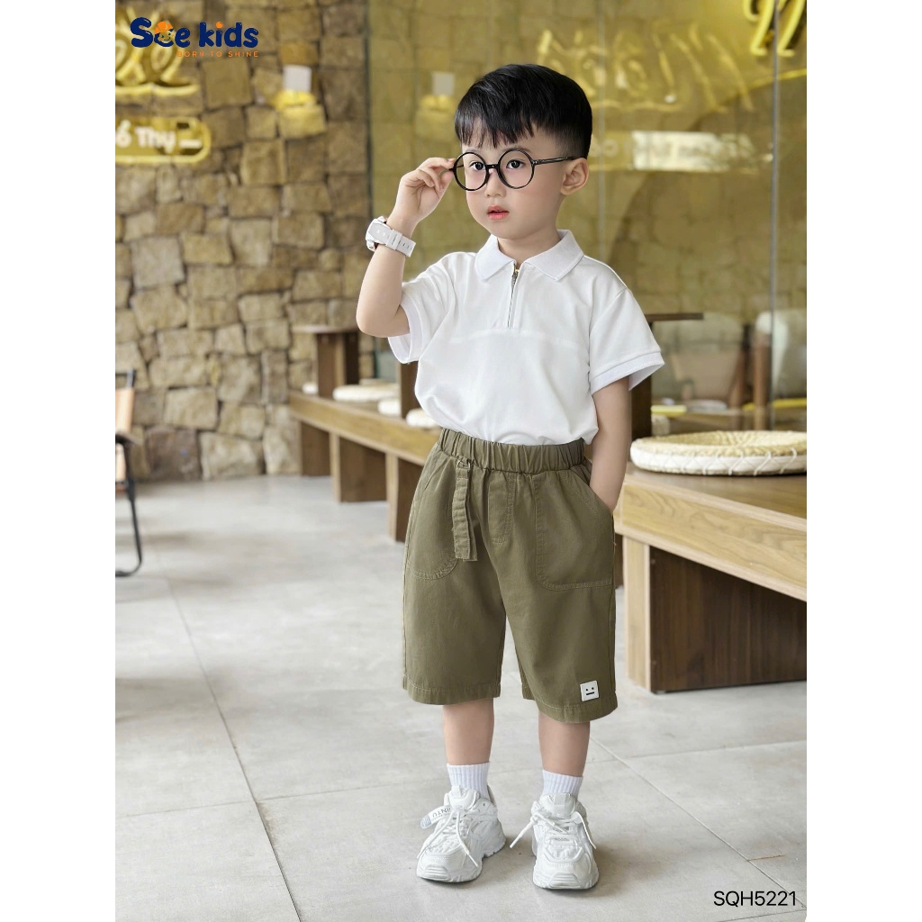 Quần kaki ngố qua gối cho bé trai, quần kaki mềm baisc dễ  mặc cho bé