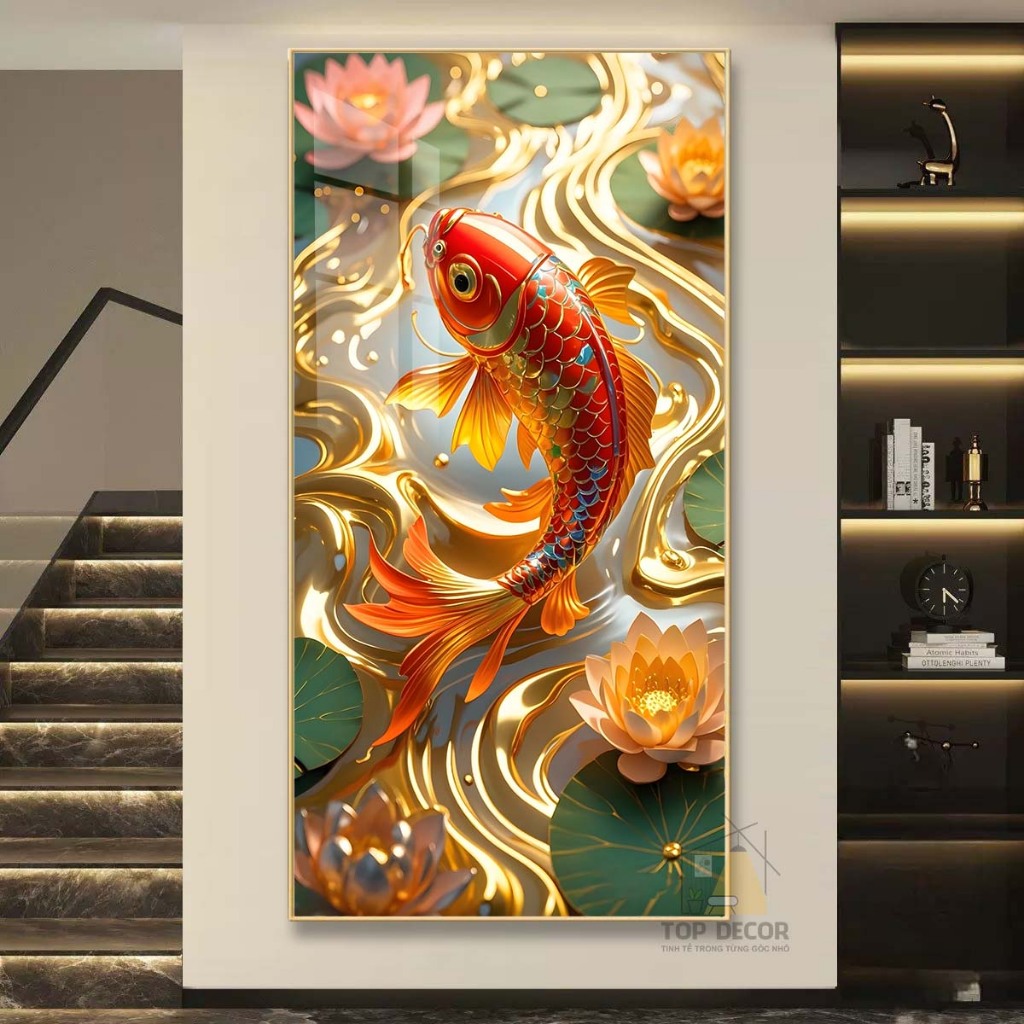 Tranh Treo Decor "Cá Cảnh Tài Lộc " Tranh Decor - Tranh Treo Phòng khách, Tranh Treo phòng ngủ, Tranh tráng gương
