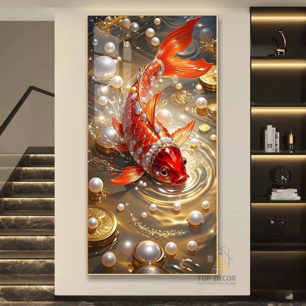 Tranh Treo Decor "Cá Cảnh Tài Lộc " Tranh Decor - Tranh Treo Phòng khách, Tranh Treo phòng ngủ, Tranh tráng gương