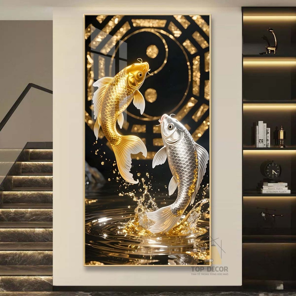 Tranh Treo Decor "Cá Cảnh Tài Lộc " Tranh Decor - Tranh Treo Phòng khách, Tranh Treo phòng ngủ, Tranh tráng gương