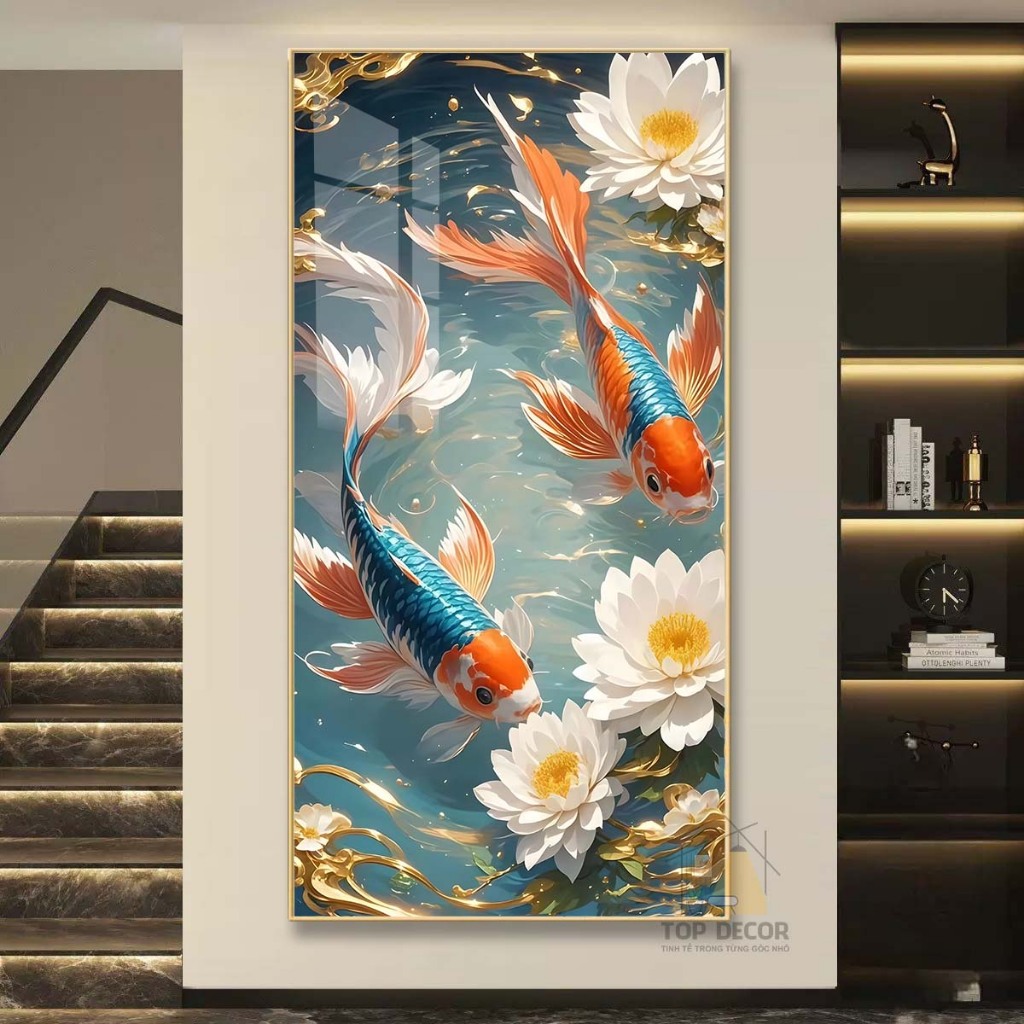 Tranh Treo Decor "Cá Cảnh Tài Lộc " Tranh Decor - Tranh Treo Phòng khách, Tranh Treo phòng ngủ, Tranh tráng gương