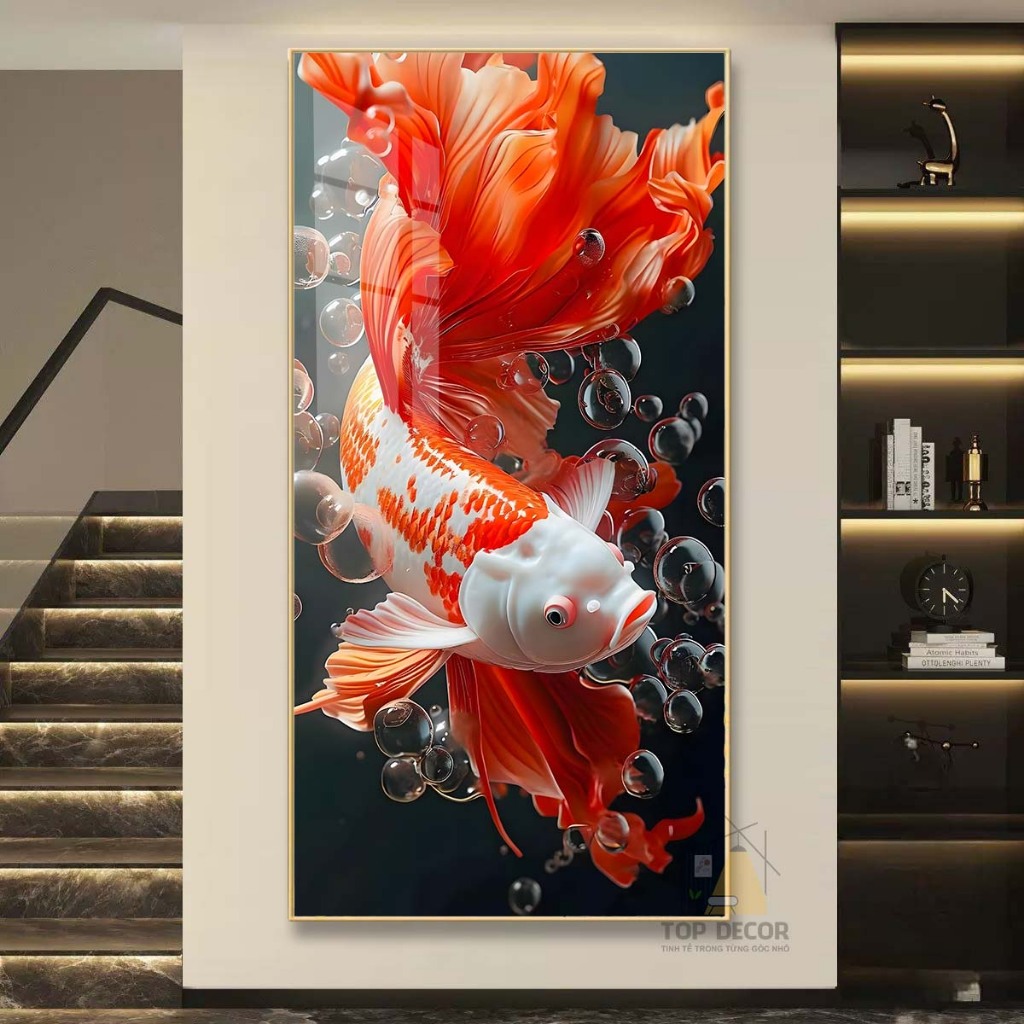 Tranh Treo Decor "Cá Cảnh Tài Lộc " Tranh Decor - Tranh Treo Phòng khách, Tranh Treo phòng ngủ, Tranh tráng gương