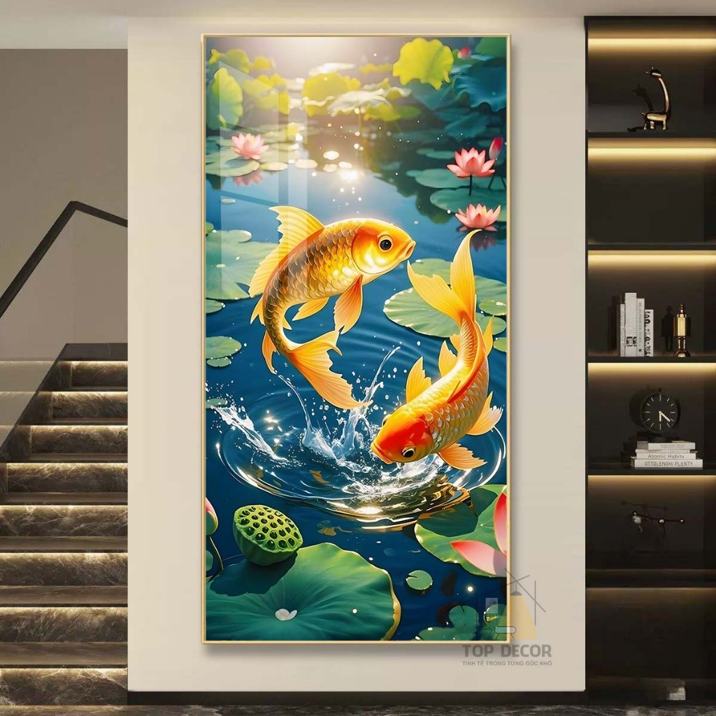 Tranh Treo Decor "Cá Cảnh Tài Lộc " Tranh Decor - Tranh Treo Phòng khách, Tranh Treo phòng ngủ, Tranh tráng gương
