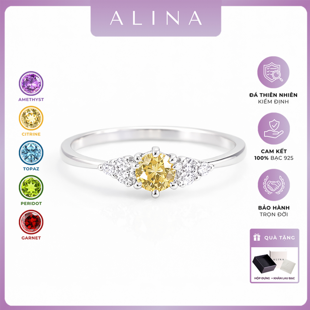 Nhẫn Bạc 925 ALINA Nhẫn Ngọc Minh Tâm FREESIZE, Nhẫn Đá Năng Lượng Tự Nhiên 2632 O7