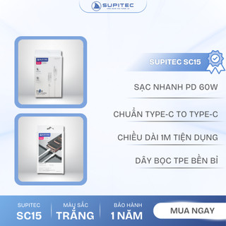 Cáp Sạc Nhanh PD 27-60W (C to C/ C to L) Supitec SC15/05 1M