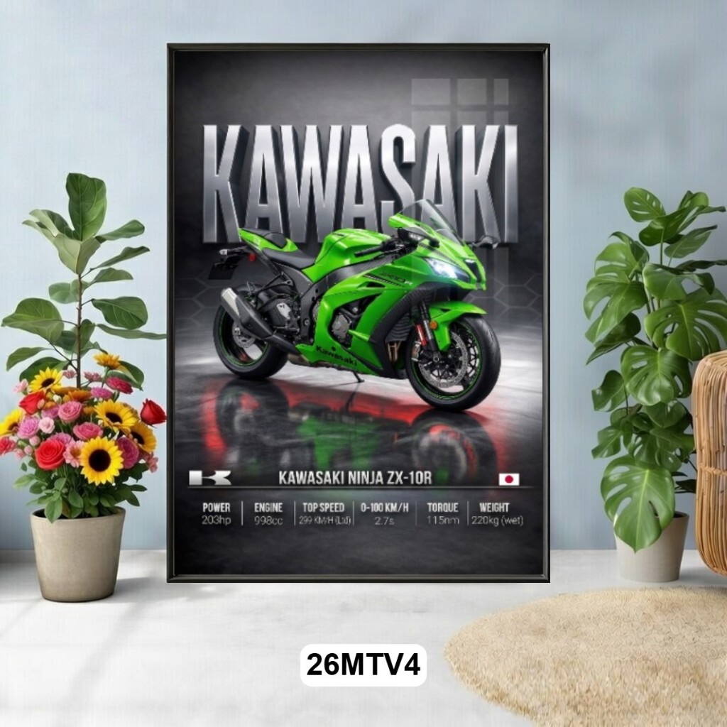 Tranh Tráng Gương Poster Siêu Xe Môtô 3D Có Khung Cao Cấp – Siêu Xe Ducati, BMW, Honda, Yamaha, Kawasaki Decor Showroom