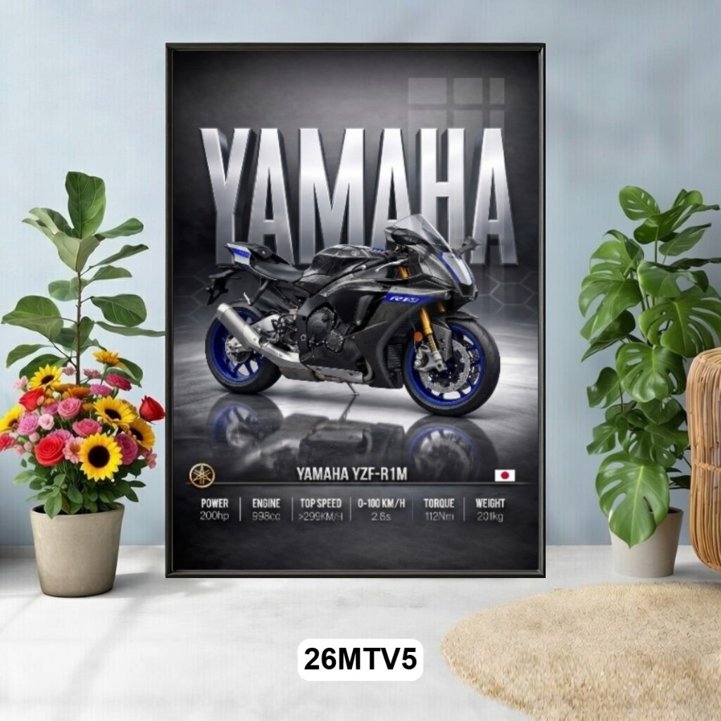 Tranh Tráng Gương Poster Siêu Xe Môtô 3D Có Khung Cao Cấp – Siêu Xe Ducati, BMW, Honda, Yamaha, Kawasaki Decor Showroom