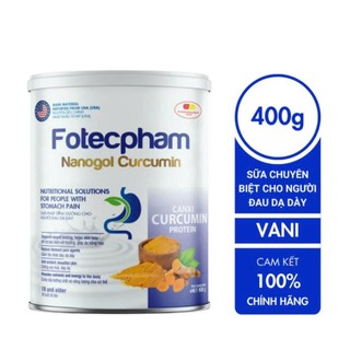 Sữa Nghệ Nanogol Curcumin Fotecpham – Dinh Dưỡng Chuyên Biệt Dành Cho Người Bị Dạ Dày, Phụ Nữ Sau Sinh 400G
