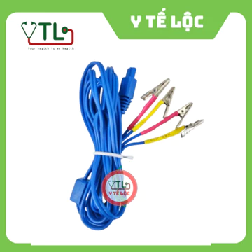 DÂY ĐIỆN CHÂM, CHÂM CỨU MÁY 6 CỌC CHUÔI DẸP 4 ĐẦU RA