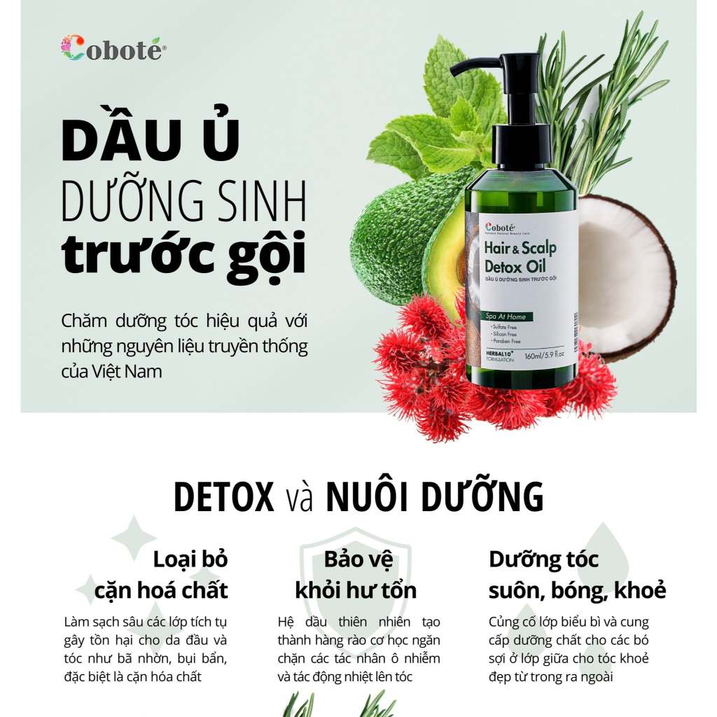 Dầu ủ detox da đầu trước gội giúp làm sạch, dưỡng tóc khỏe mạnh từ sâu bên trong