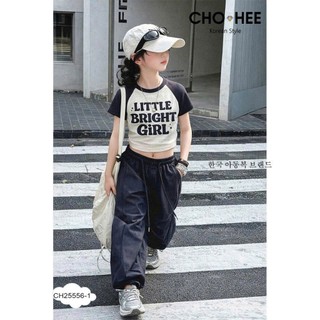 [B&G] Sét bộ áo croptop xanh đỏ kèm quần dài kaki trắng, xanh cho bé gái cá tính năng động