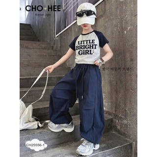 [B&G] Sét bộ áo croptop xanh đỏ kèm quần dài kaki trắng, xanh cho bé gái cá tính năng động
