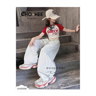 [B&G] Sét bộ áo croptop xanh đỏ kèm quần dài kaki trắng, xanh cho bé gái cá tính năng động